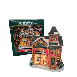 Vintage 90's Trim A Home Christmas Village PICKFORD SCHOOL Porcelain Glass Windo